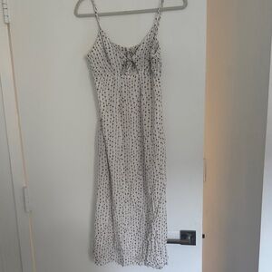 La Ligne White and Black with red stars Spaghetti Strap Midi Dress